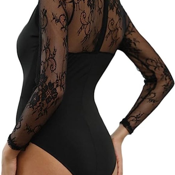 NWOT: Long Sleeve Bodysuit w/lace mesh - Picture 4 of 5